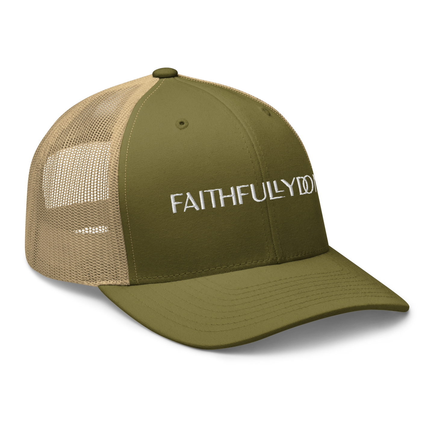 FaithfullyDone Green Beige Trucker Cap
