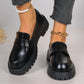 Black Platform Loafers British Style