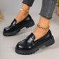 Black Platform Loafers British Style