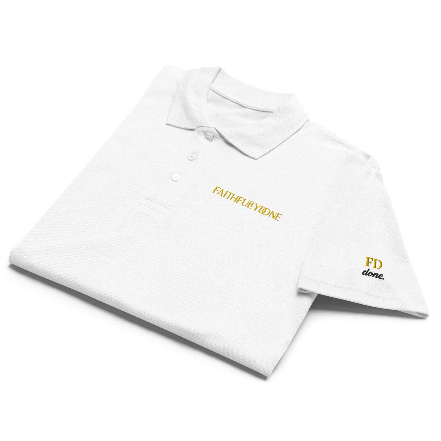 Premium Polo Shirt FaithfullyDone Gold Embroid