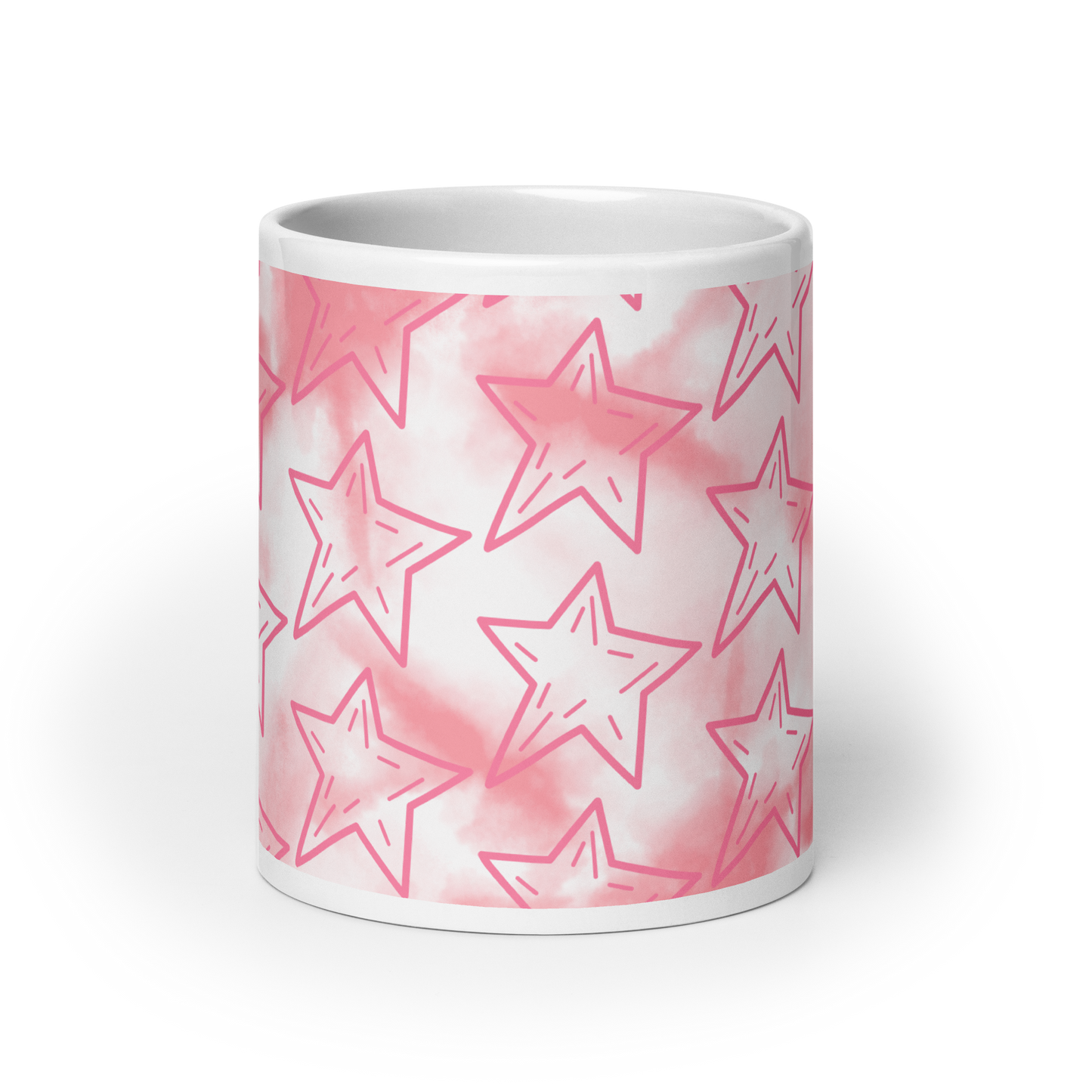 Pink Stars Glossy Mug