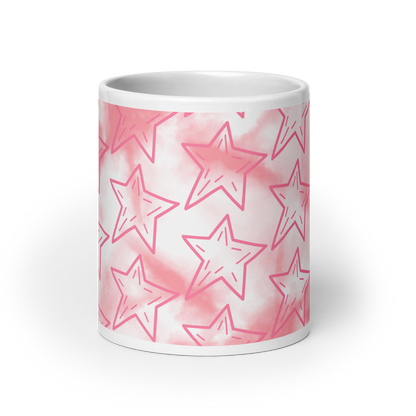 Pink Stars Glossy Mug