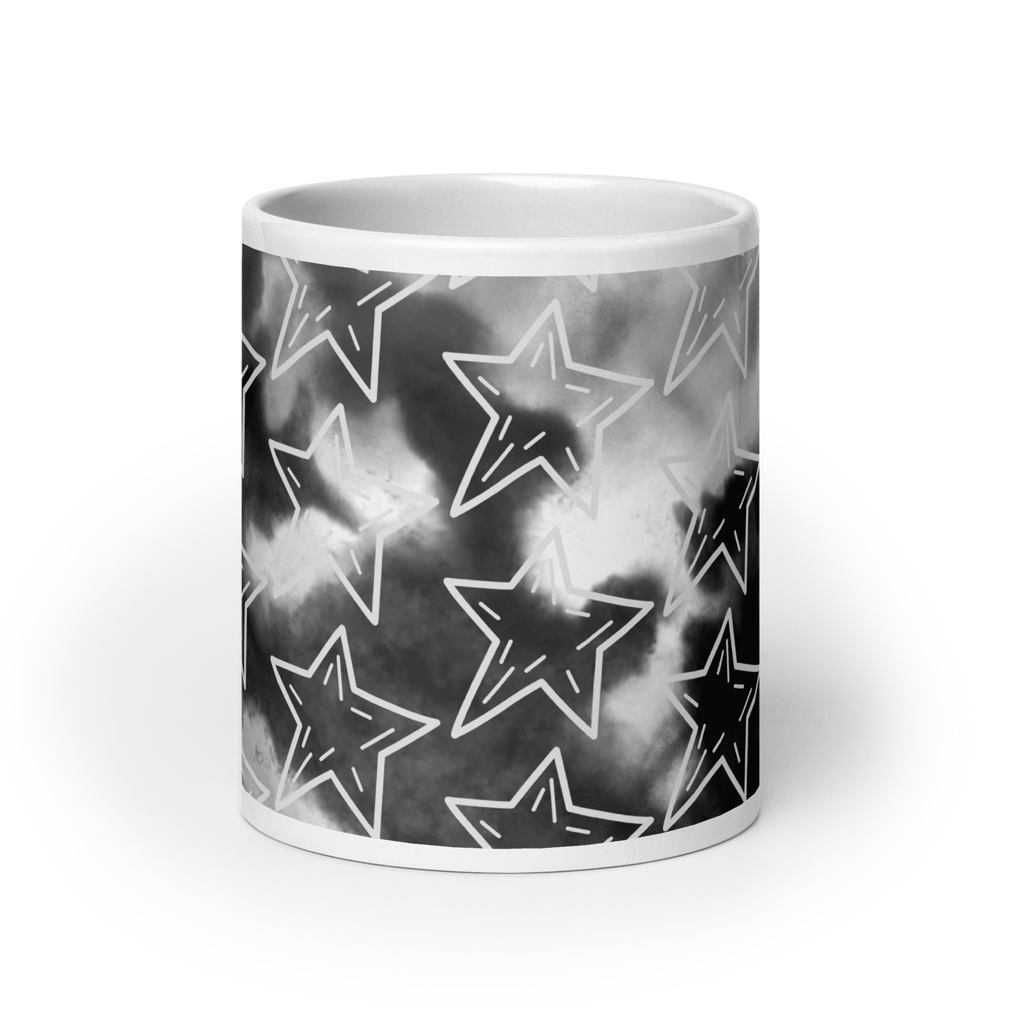 White Stars Black Accent Mug