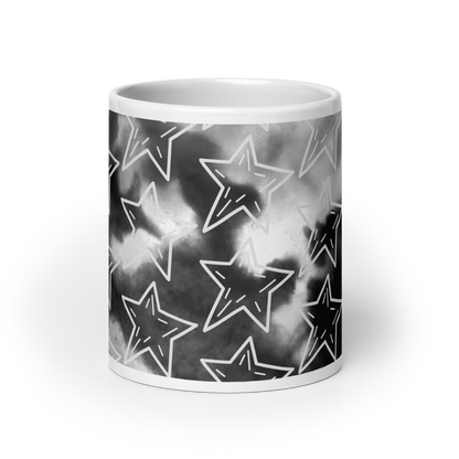 White Stars Black Accent Mug