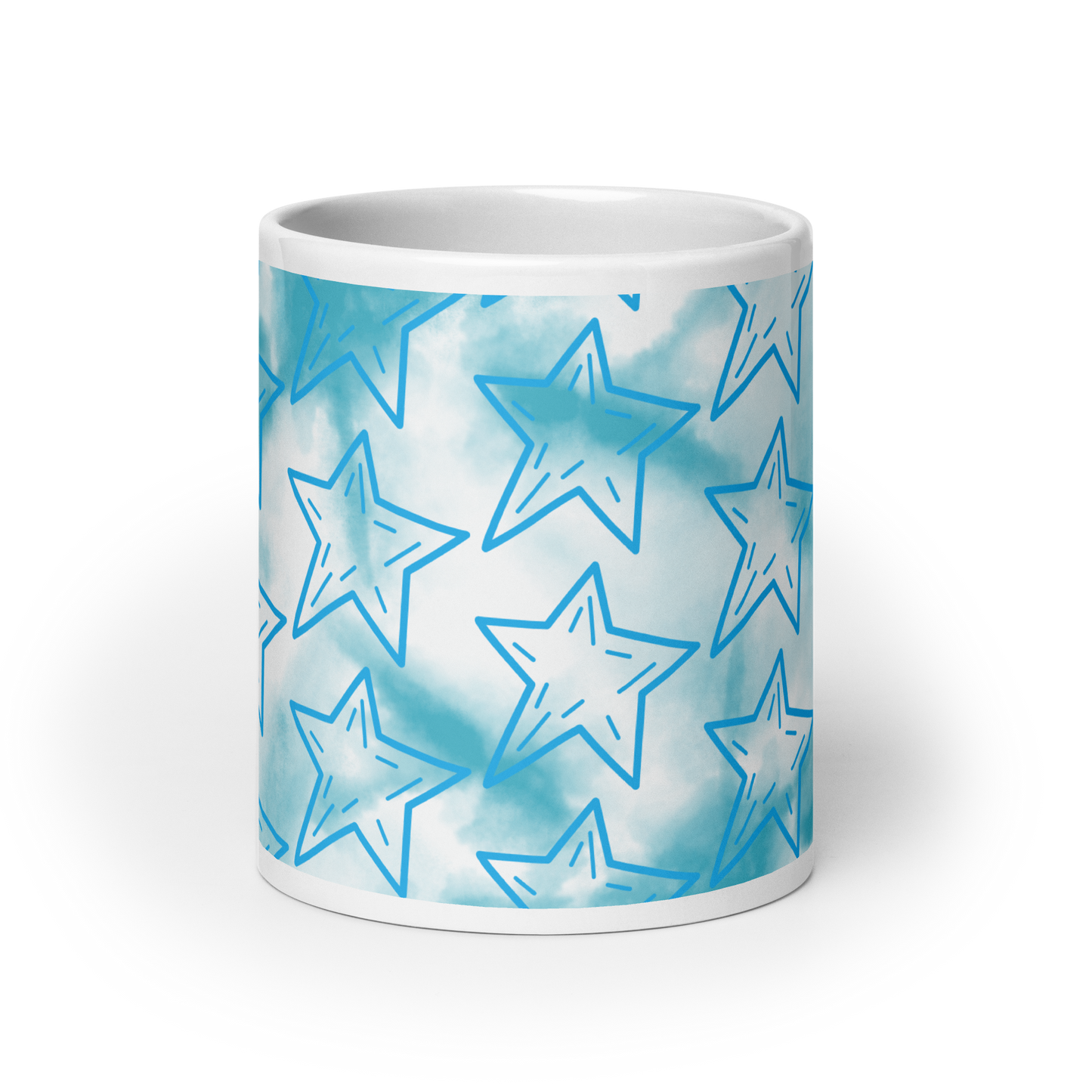 Blue White Stars Glossy Mug