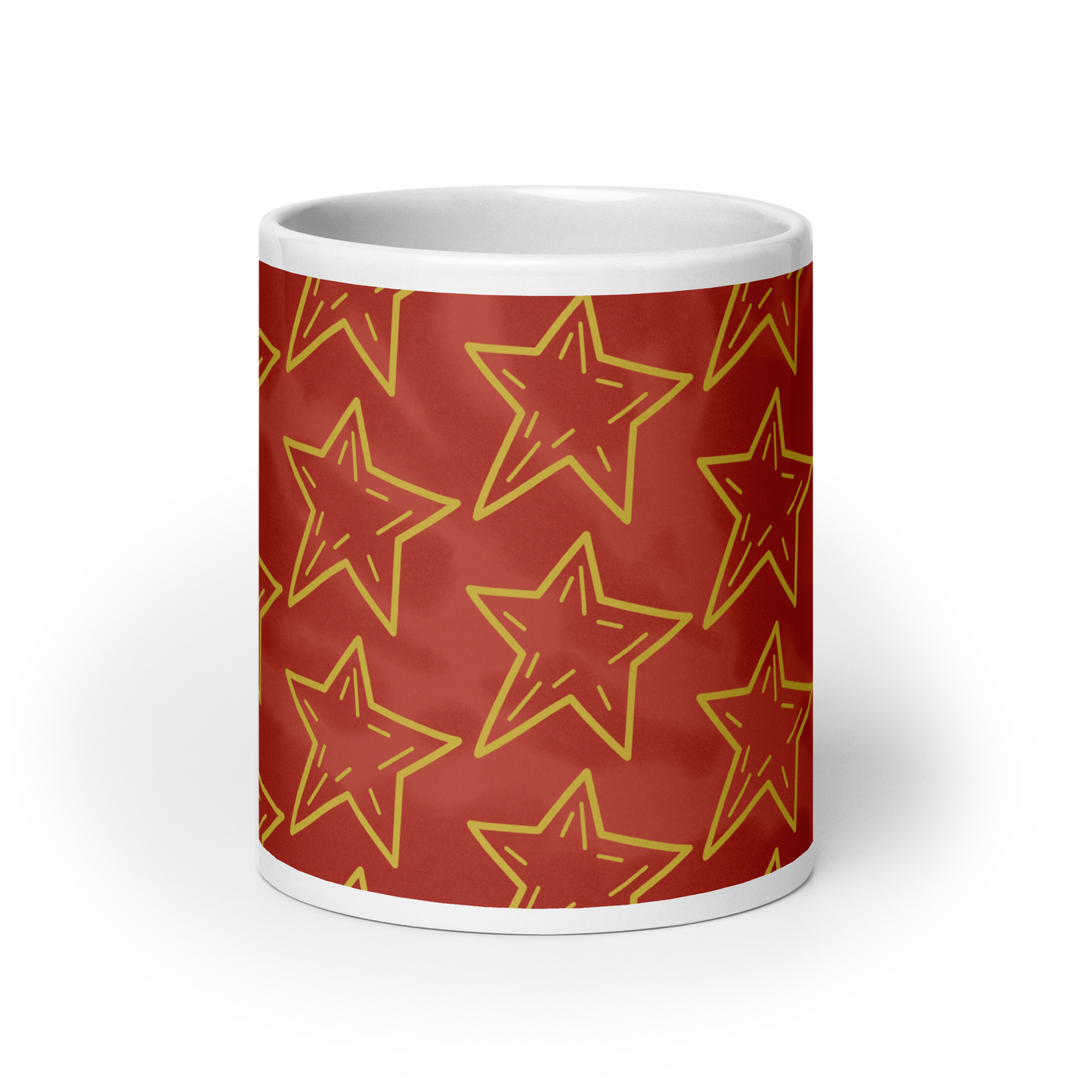 Gold Stars Red Accent Glossy Mug