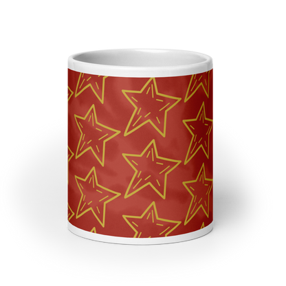 Gold Stars Red Accent Glossy Mug
