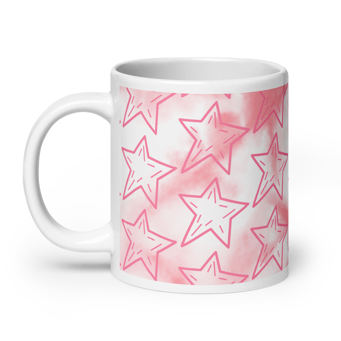 Pink Stars Glossy Mug