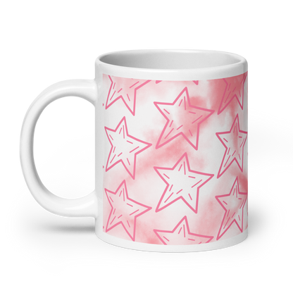 Pink Stars Glossy Mug