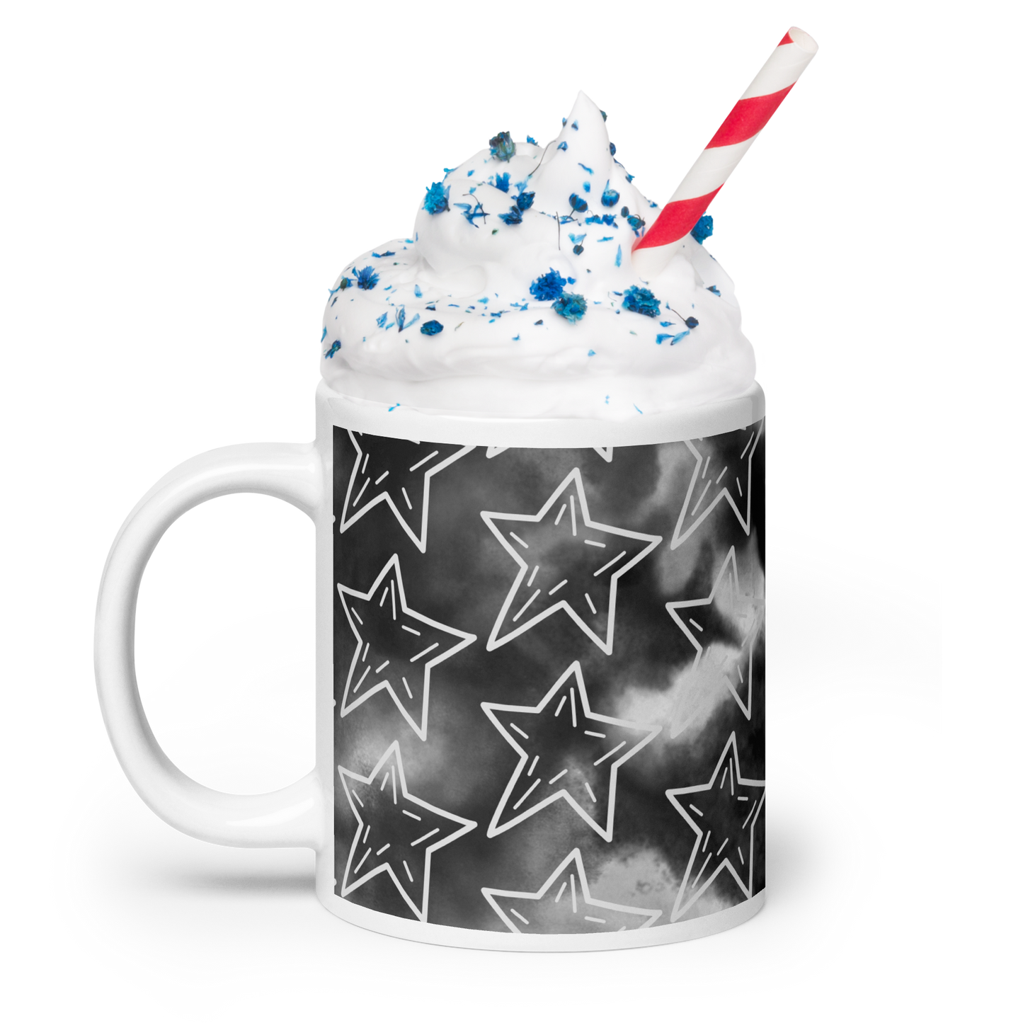 White Stars Black Accent Mug