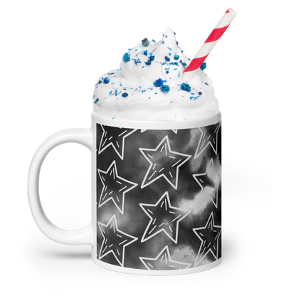 White Stars Black Accent Mug
