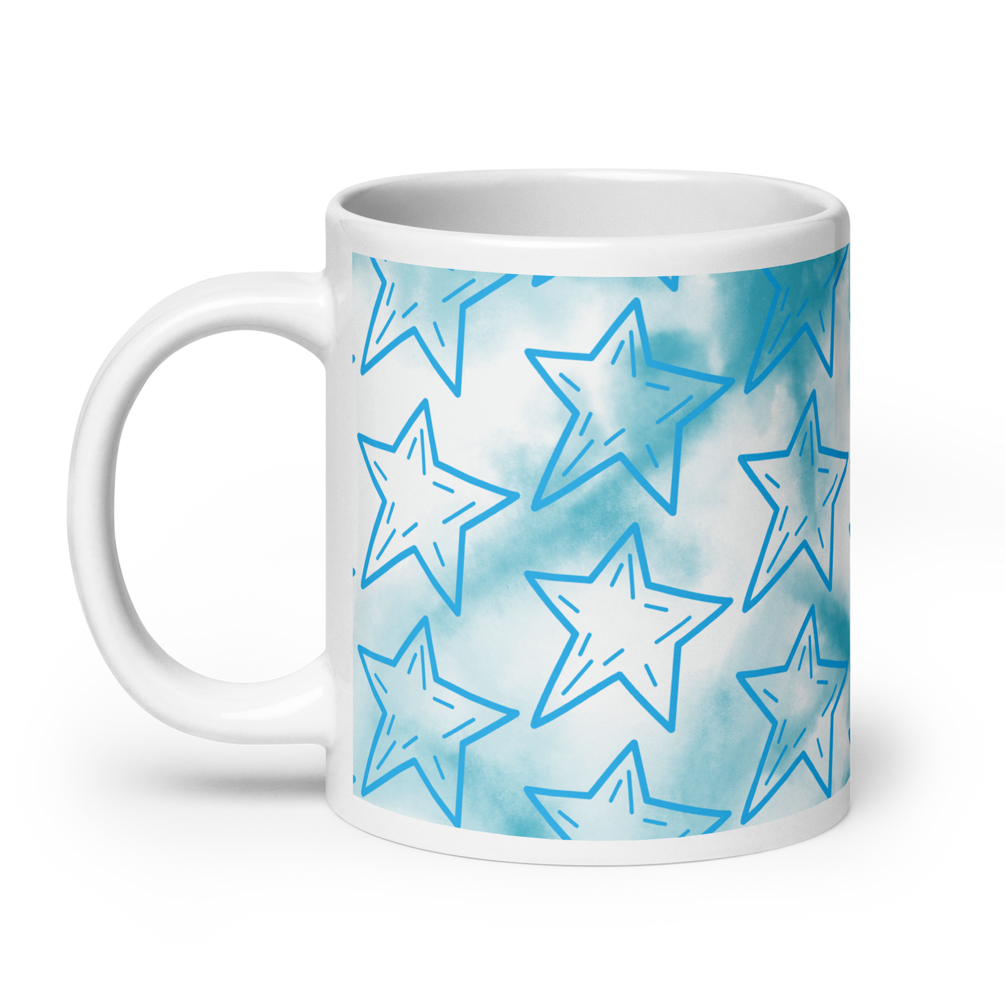 Blue White Stars Glossy Mug