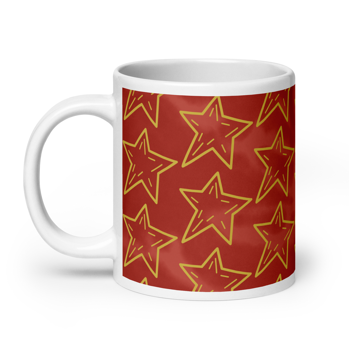 Gold Stars Red Accent Glossy Mug