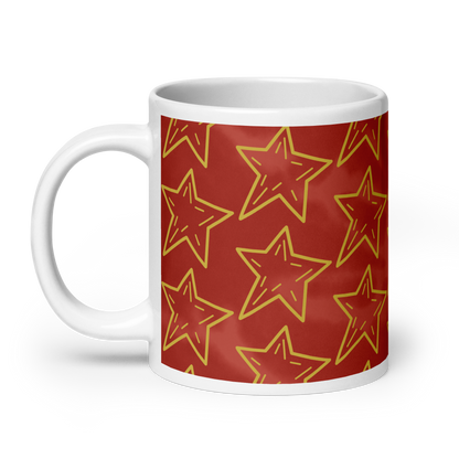 Gold Stars Red Accent Glossy Mug