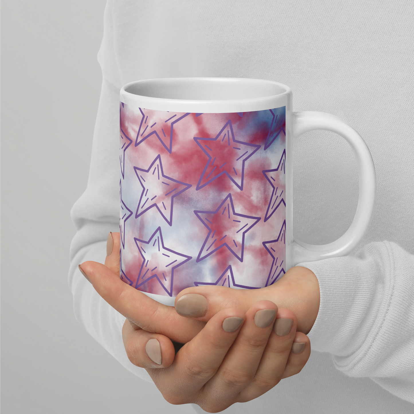 Purple Stars Glossy Mug