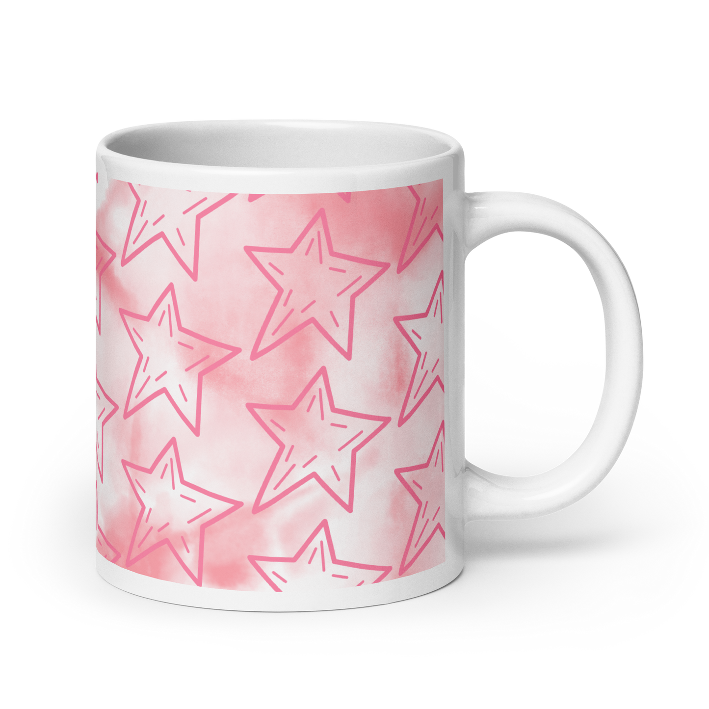 Pink Stars Glossy Mug