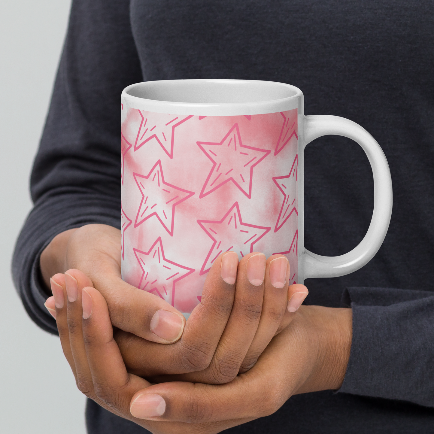 Pink Stars Glossy Mug