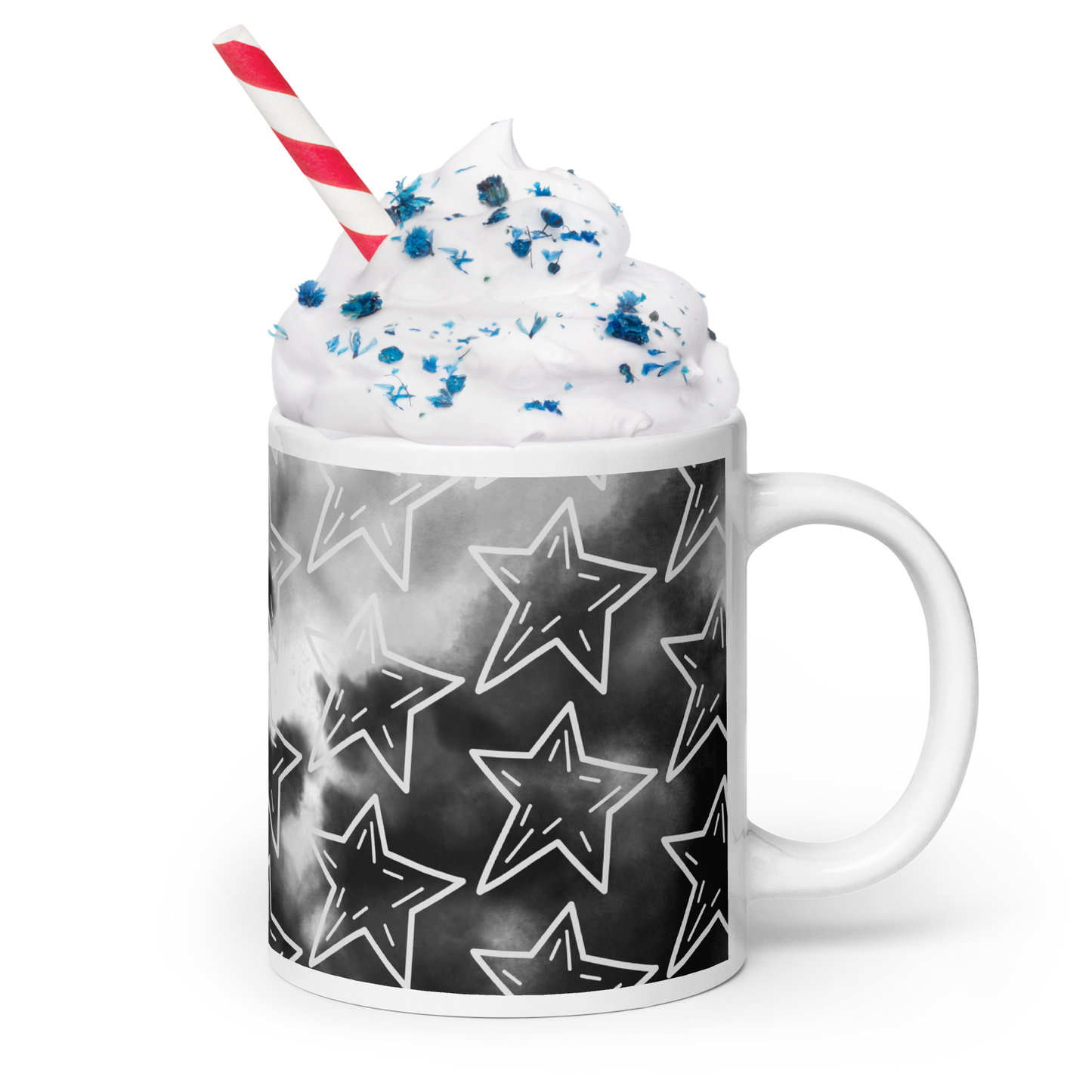 White Stars Black Accent Mug