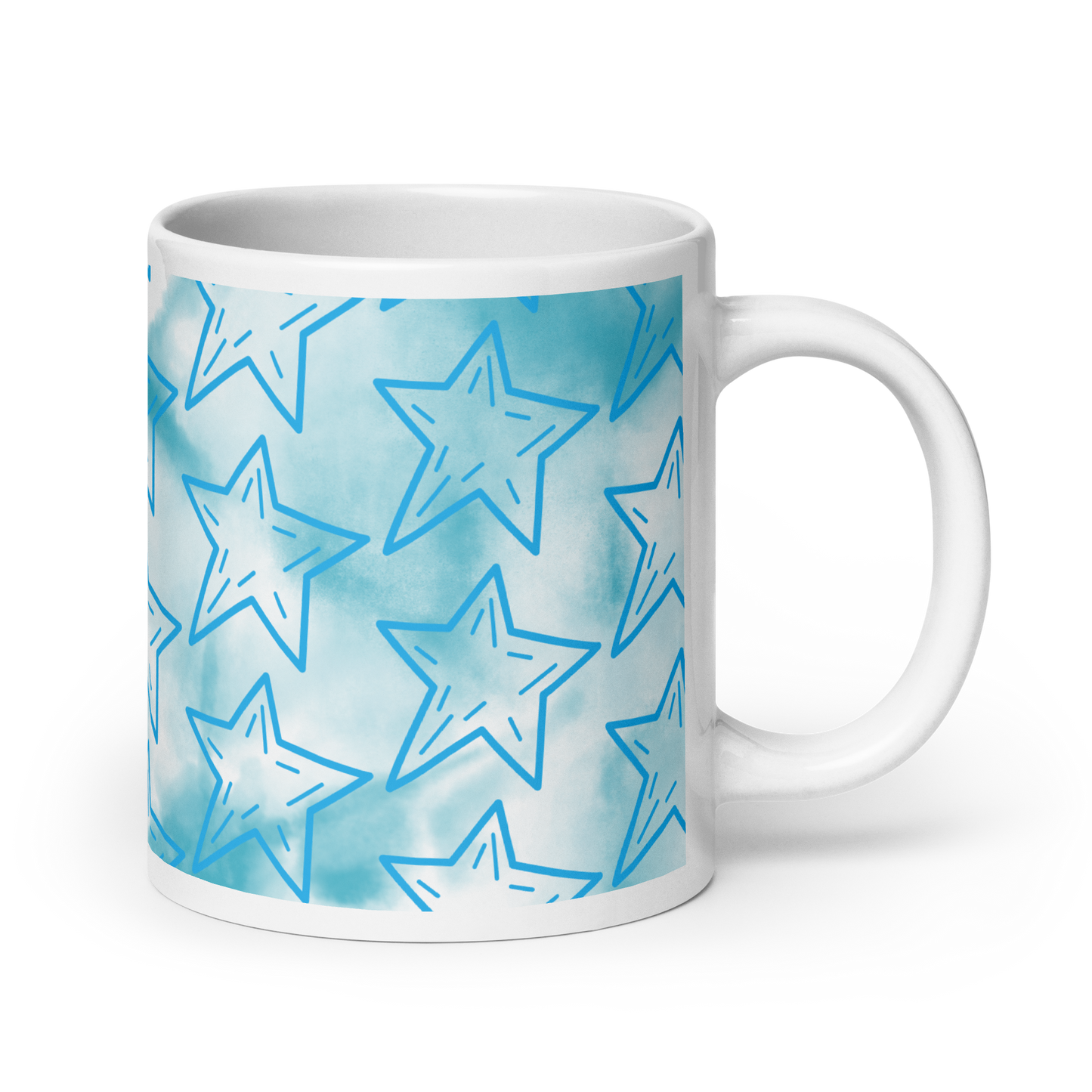 Blue White Stars Glossy Mug