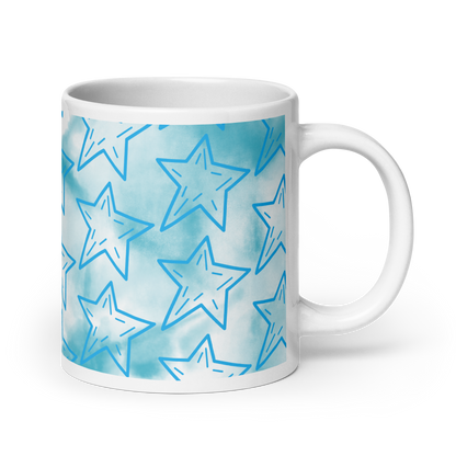 Blue White Stars Glossy Mug