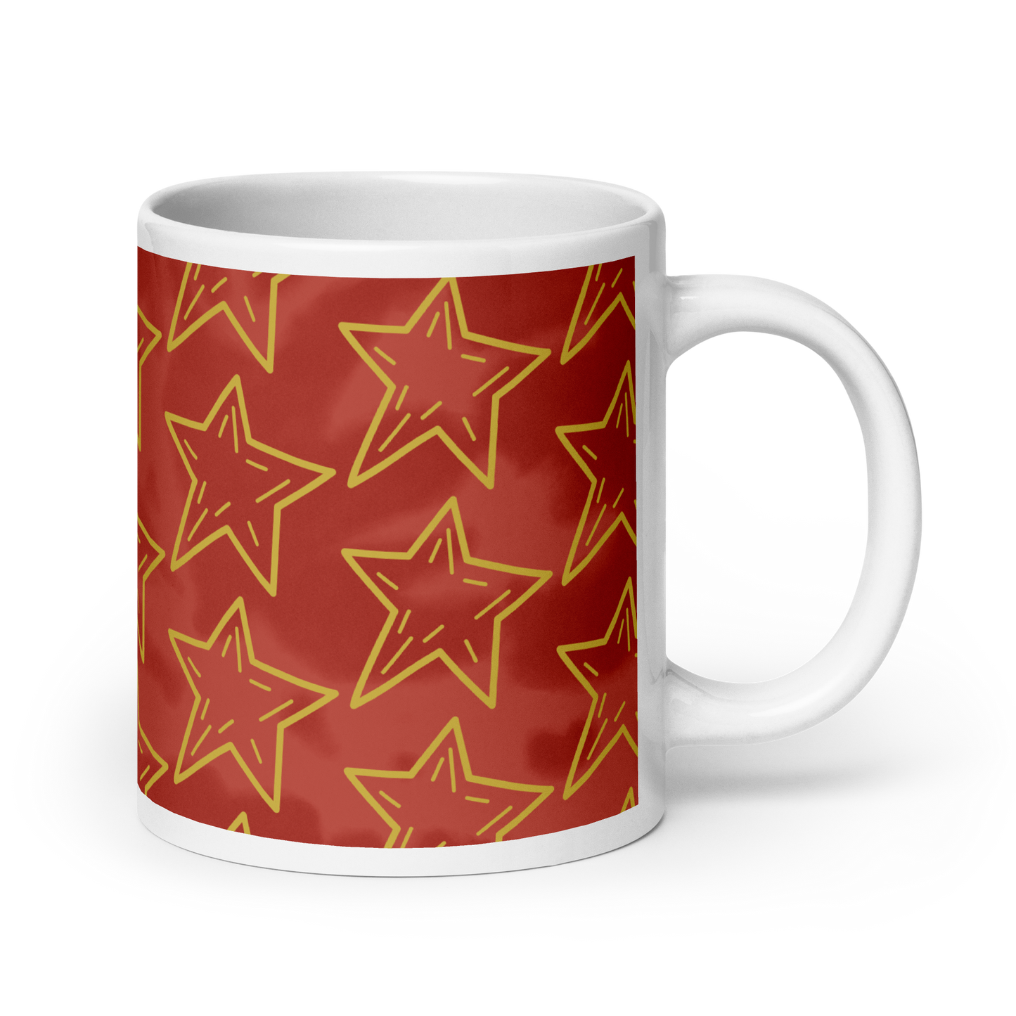 Gold Stars Red Accent Glossy Mug