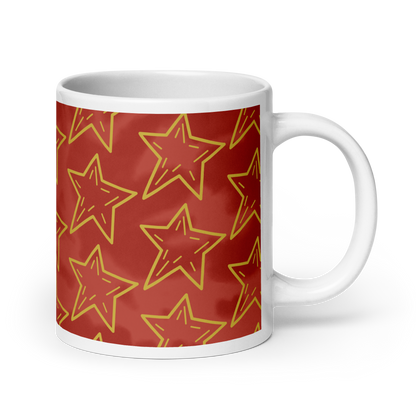 Gold Stars Red Accent Glossy Mug
